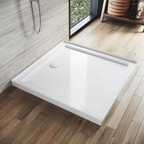 Rectangular Durable Solid Acrylic Fiberglass Shower Base White - Elegantshowers