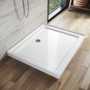 Rectangular Durable Solid Acrylic Fiberglass Shower Base White - Elegantshowers