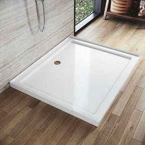 Rectangular Durable Solid Acrylic Fiberglass Shower Base White - Elegantshowers