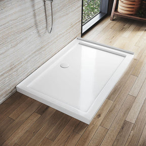 Rectangular Durable Solid Acrylic Fiberglass Shower Base White - Elegantshowers