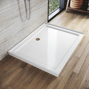 Rectangular Durable Solid Acrylic Fiberglass Shower Base White - Elegantshowers