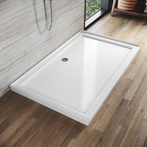 Rectangular Durable Solid Acrylic Fiberglass Shower Base White - Elegantshowers