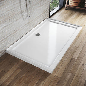 Rectangular Durable Solid Acrylic Fiberglass Shower Base White - Elegantshowers