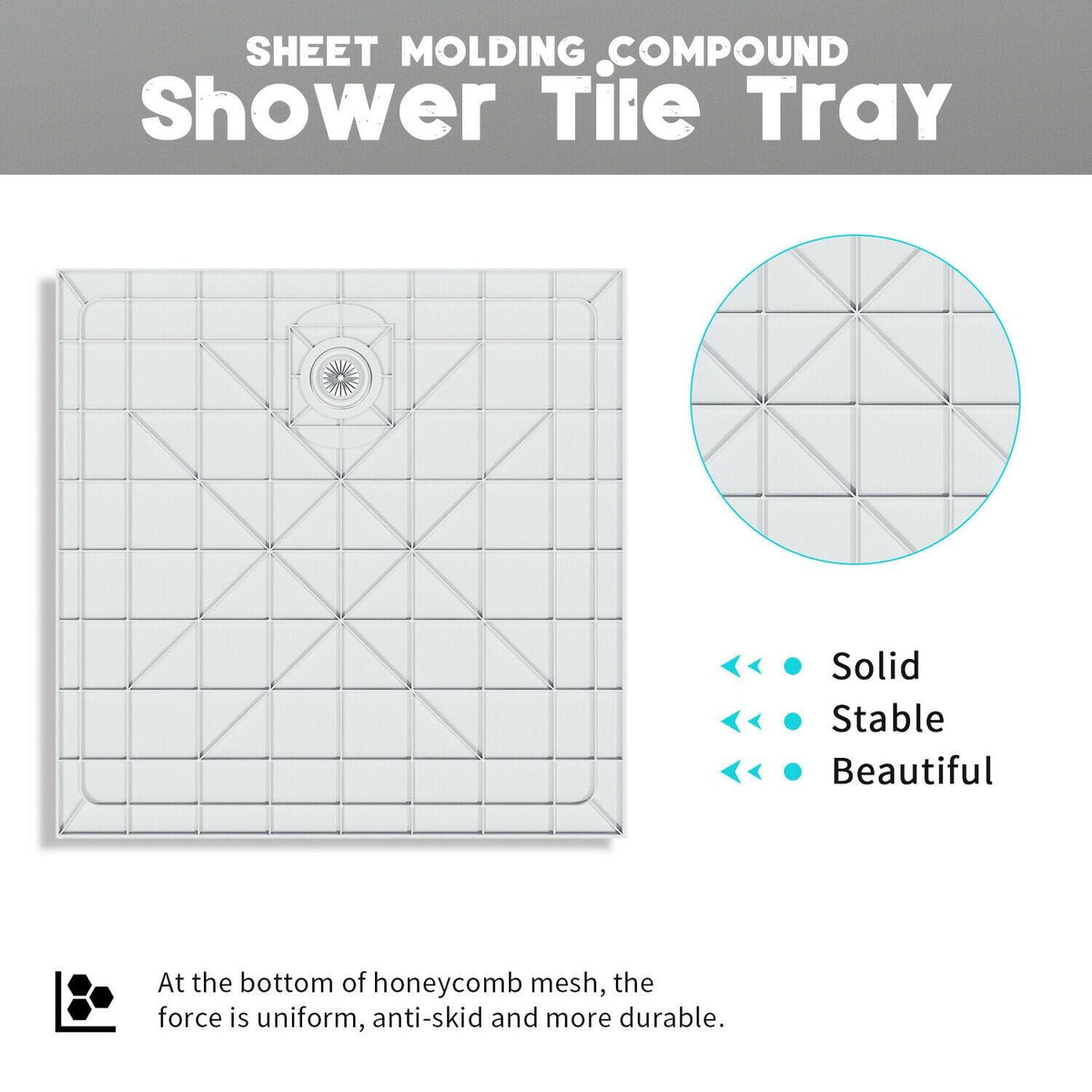 ELEGANT Rectangle Durable SMC Shower Base White with Waste and Drain Plugs - Elegantshowers
