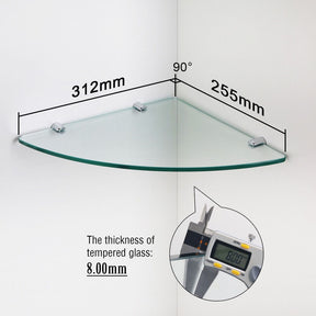 Bathroom Round Corner Glass Shelf 8mm Tempered Toughen Clear Glass - Elegantshowers