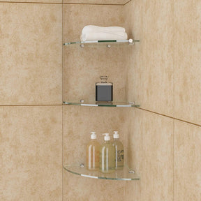 Bathroom Round Corner Glass Shelf 8mm Tempered Toughen Clear Glass - Elegantshowers