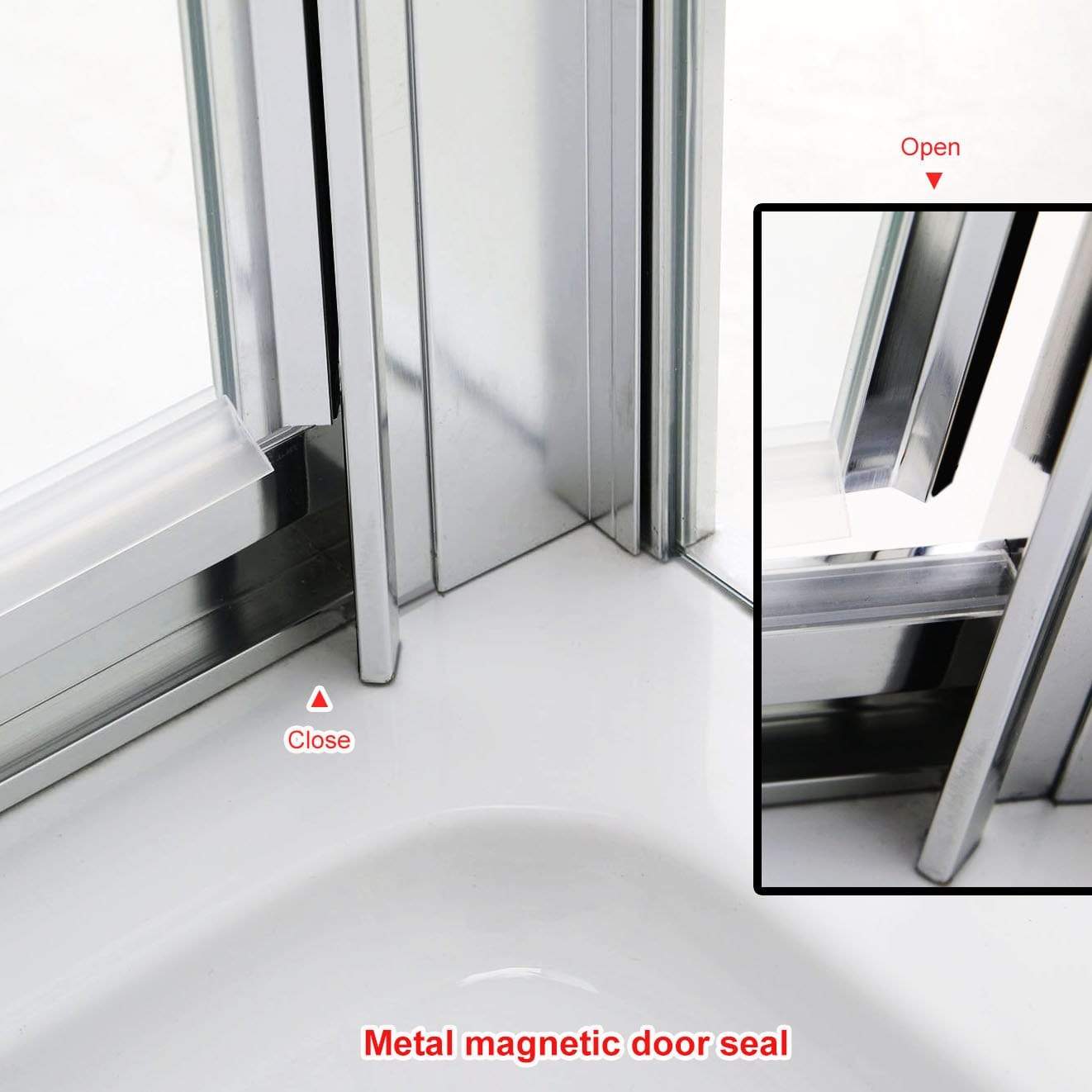 ELEGANT SHOWERS Framed Pivot Shower Screen Door Wall To Wall Fits Magnetic Seal- Elegantshowers