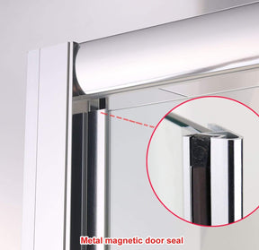ELEGANT SHOWERS Framed Pivot Shower Screen Door Wall To Wall Fits Metal Magnetic Seal- Elegantshowers