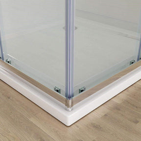 Silver Framed Corner Entry Rectangular Shower Enclosure Bottom