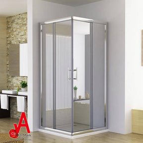 Silver Framed Corner Entry Rectangular Shower Enclosure Open with Certification