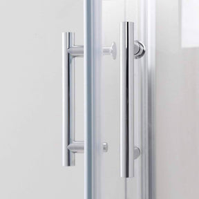 Silver Framed Corner Entry Rectangular Shower Enclosure Handle