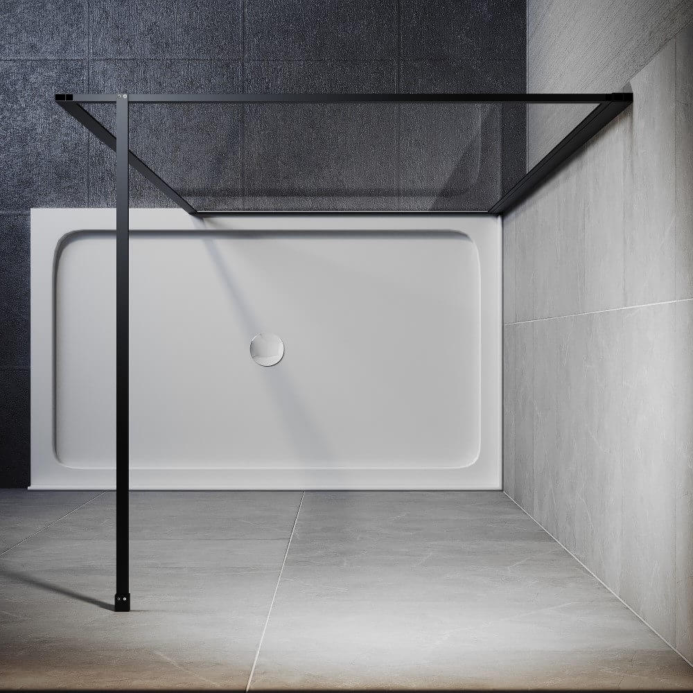 Elegant Showers 10mm Glass Walk In Shower Screen Framed Black - Elegantshowers